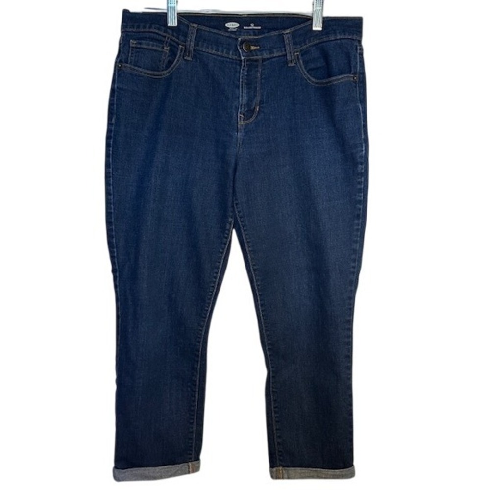 Old Navy Women's Denim Capri Crop Pant Jeans Size 12 Rolled Cuff Stretch